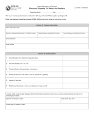 Form ECG-103 (State Form 53089) Electronic Cigarette Tax Return for Retailers - Indiana