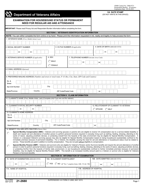 VA Form 21-2680  Printable Pdf