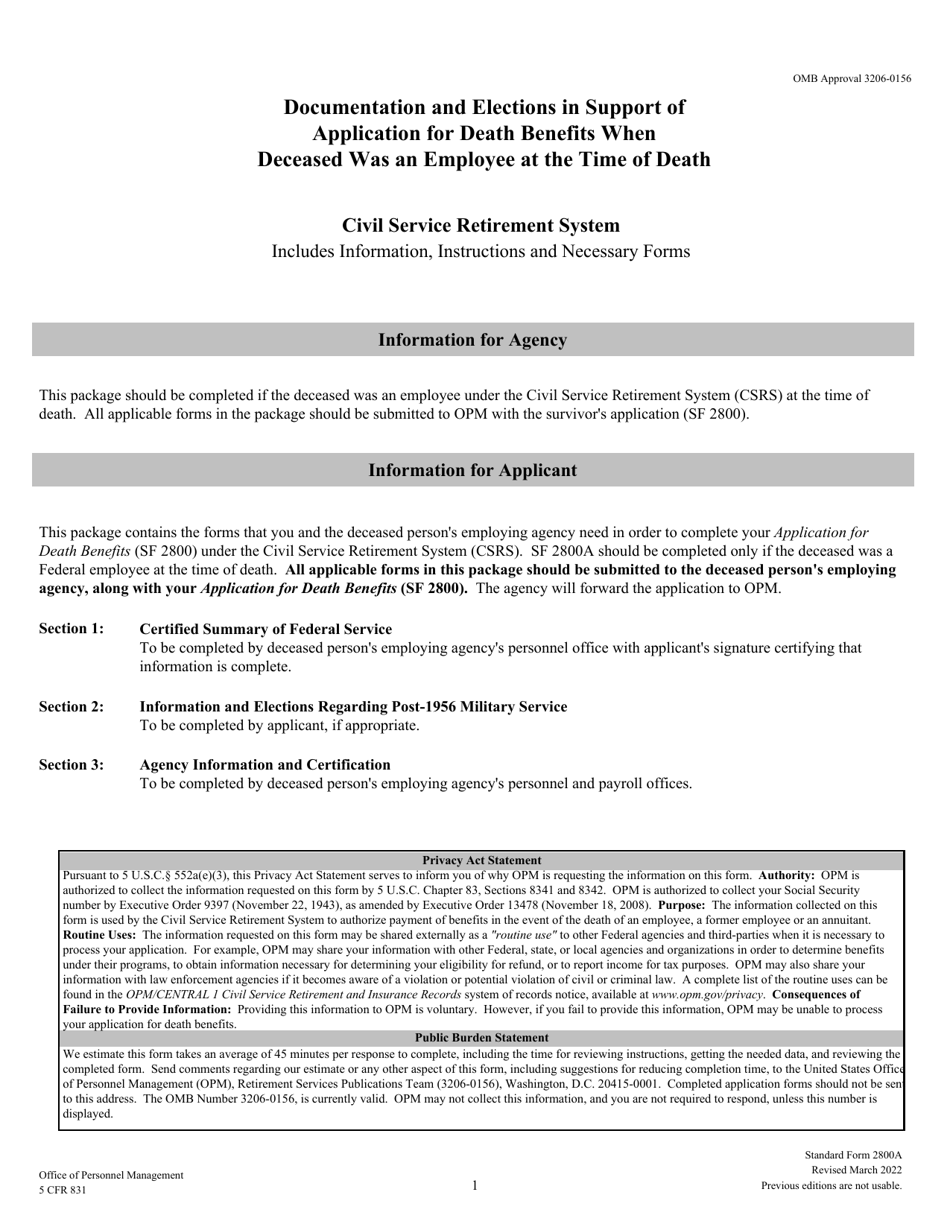 Form SF2800A Fill Out, Sign Online and Download Fillable PDF Templateroller