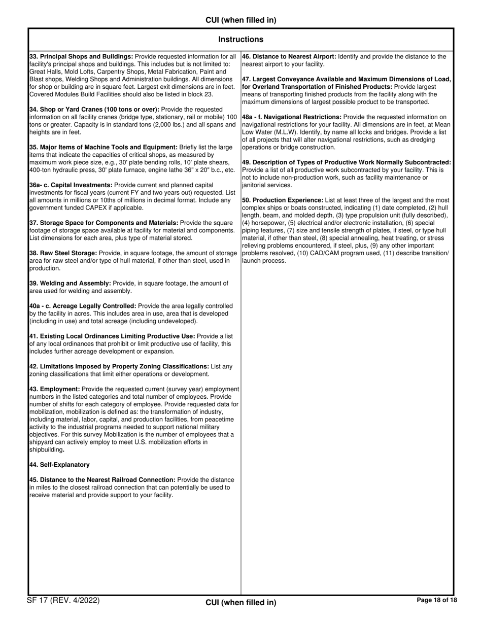 Form SF-17 Facilities Available for the Construction or Repair of Ships, Page 18