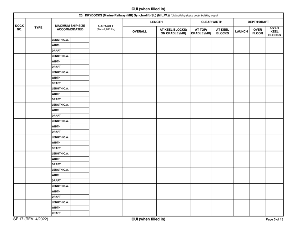 Form SF-17 Facilities Available for the Construction or Repair of Ships, Page 5