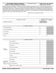 GSA Form 3040 State Agency Monthly Donation Report of Surplus Personal Property