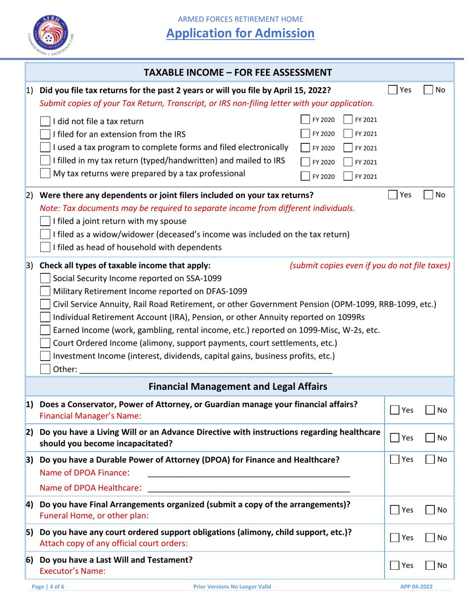 Form APP Application for Admission, Page 6