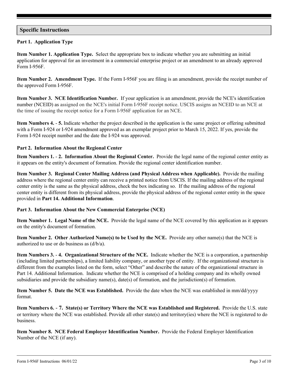 Instructions for USCIS Form I-956F Application for Approval of an Investment in a Commercial Enterprise, Page 3
