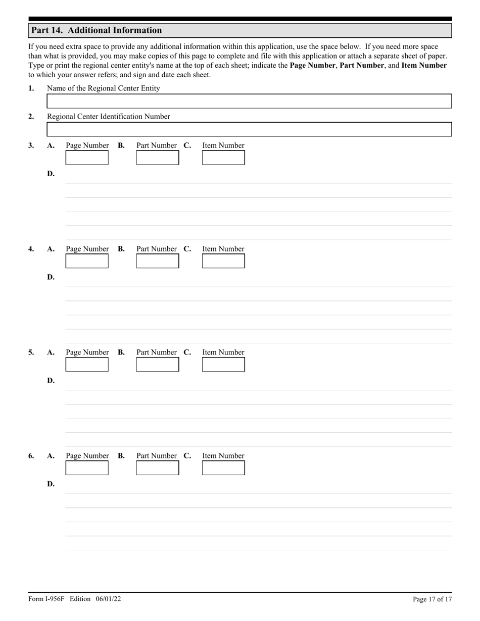 USCIS Form I-956F Application for Approval of an Investment in a Commercial Enterprise, Page 17