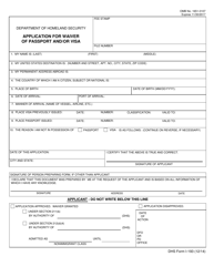 Document preview: DHS Form I-193 Application for Waiver of Passport and/or Visa