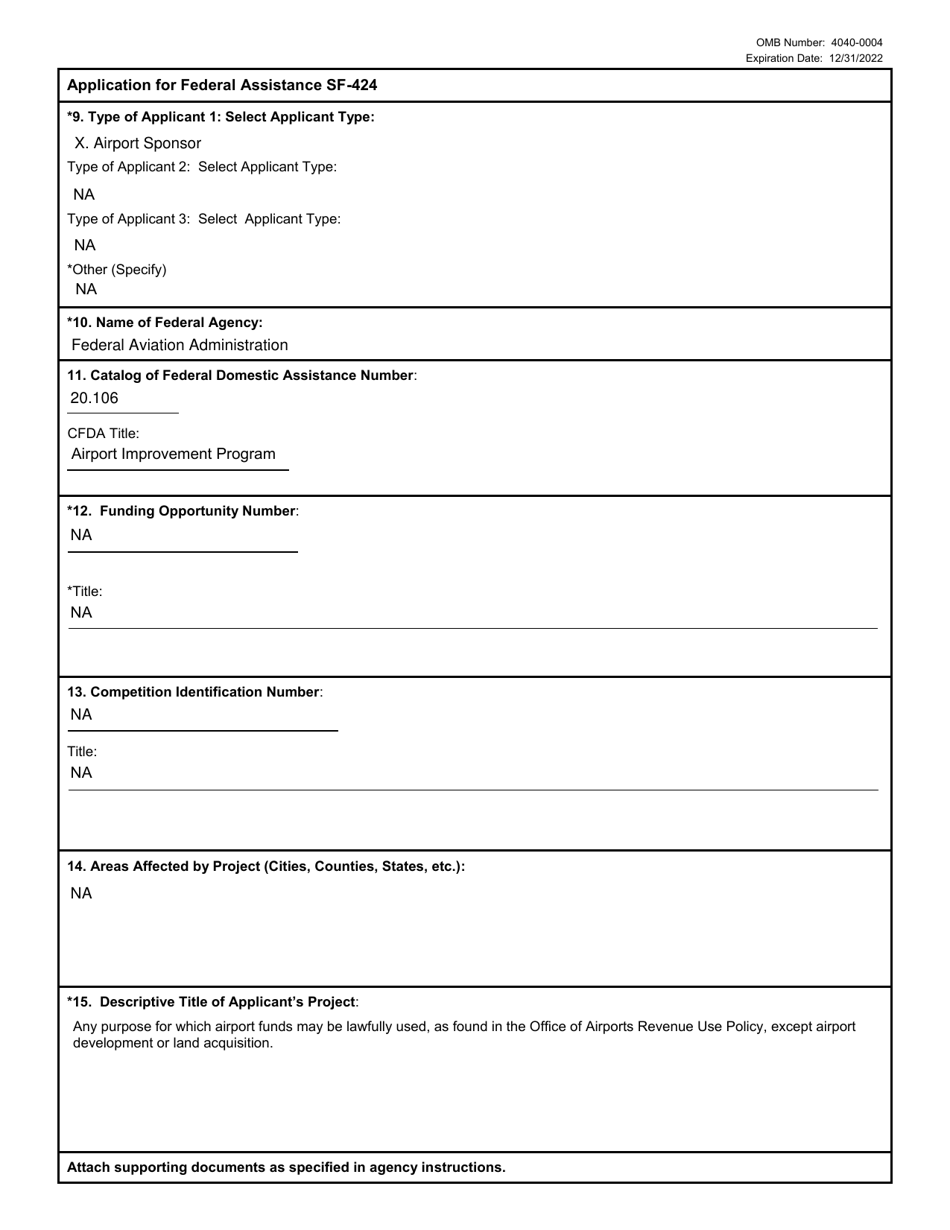 Sample Form SF424 Fill Out, Sign Online and Download Fillable PDF