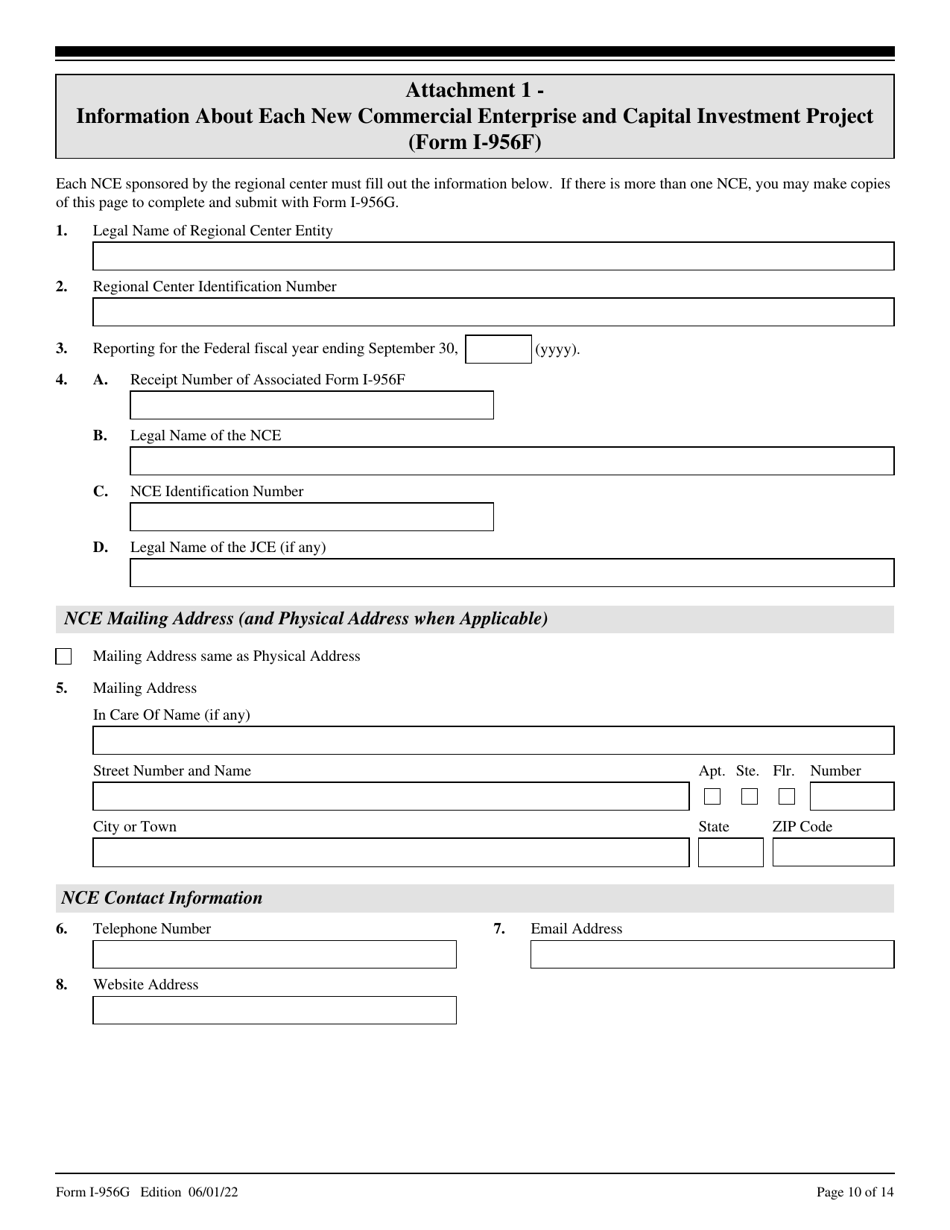 USCIS Form I-956G Regional Center Annual Statement, Page 10