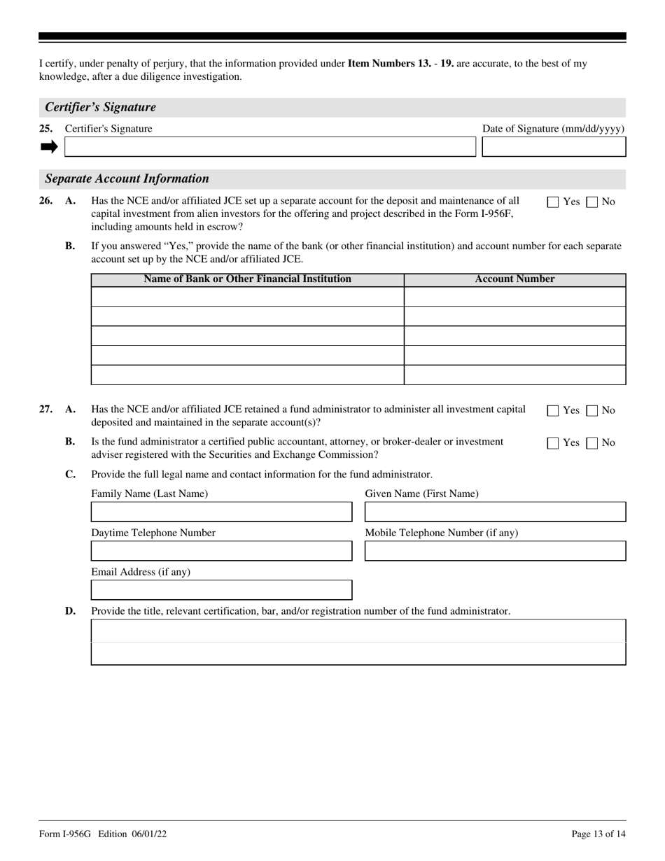 USCIS Form I-956G - Fill Out, Sign Online and Download Fillable PDF ...