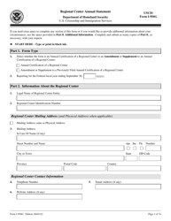 Document preview: USCIS Form I-956G Regional Center Annual Statement