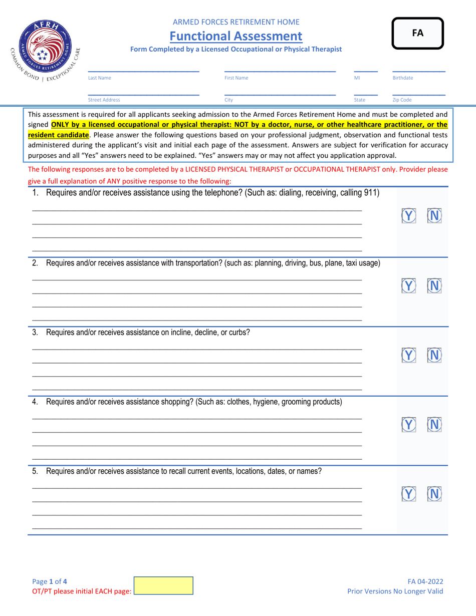 Functional Assessment, Page 3