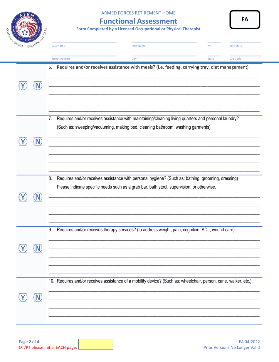 Functional Assessment, Page 4