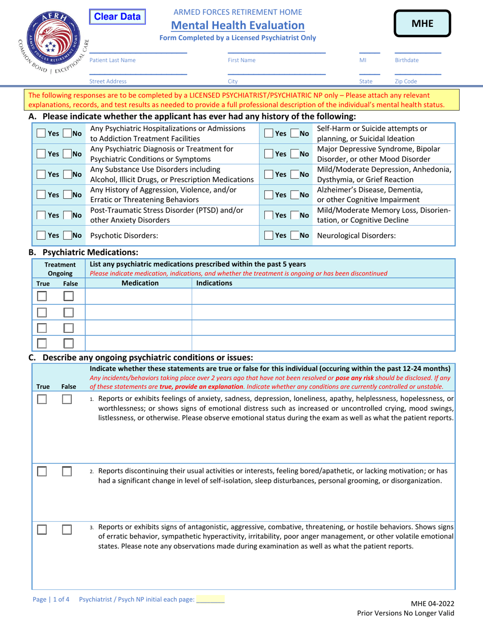 Mental Health Evaluation, Page 3