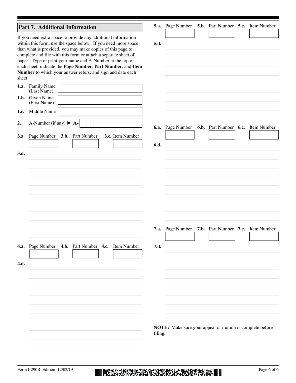 USCIS Form I-290B Download Fillable PDF or Fill Online Notice of Appeal ...