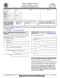 Document preview: USCIS Form I-290B Notice of Appeal or Motion