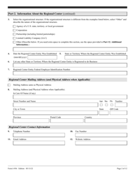 USCIS Form I-956 Application for Regional Center Designation, Page 2