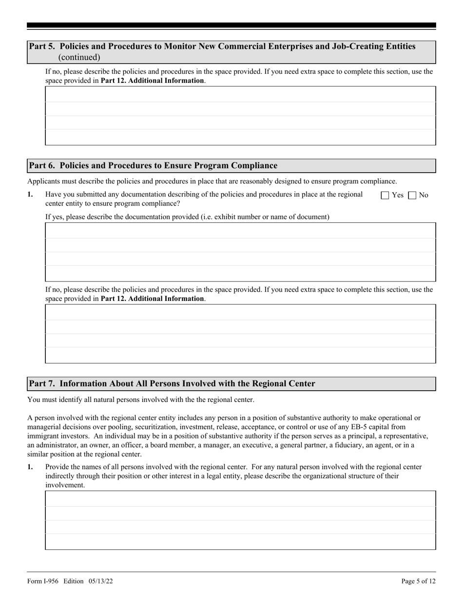 USCIS Form I-956 - Fill Out, Sign Online and Download Fillable PDF ...