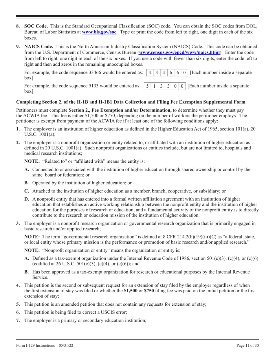 Instructions for USCIS Form I-129 Petition for a Nonimmigrant Worker, Page 11