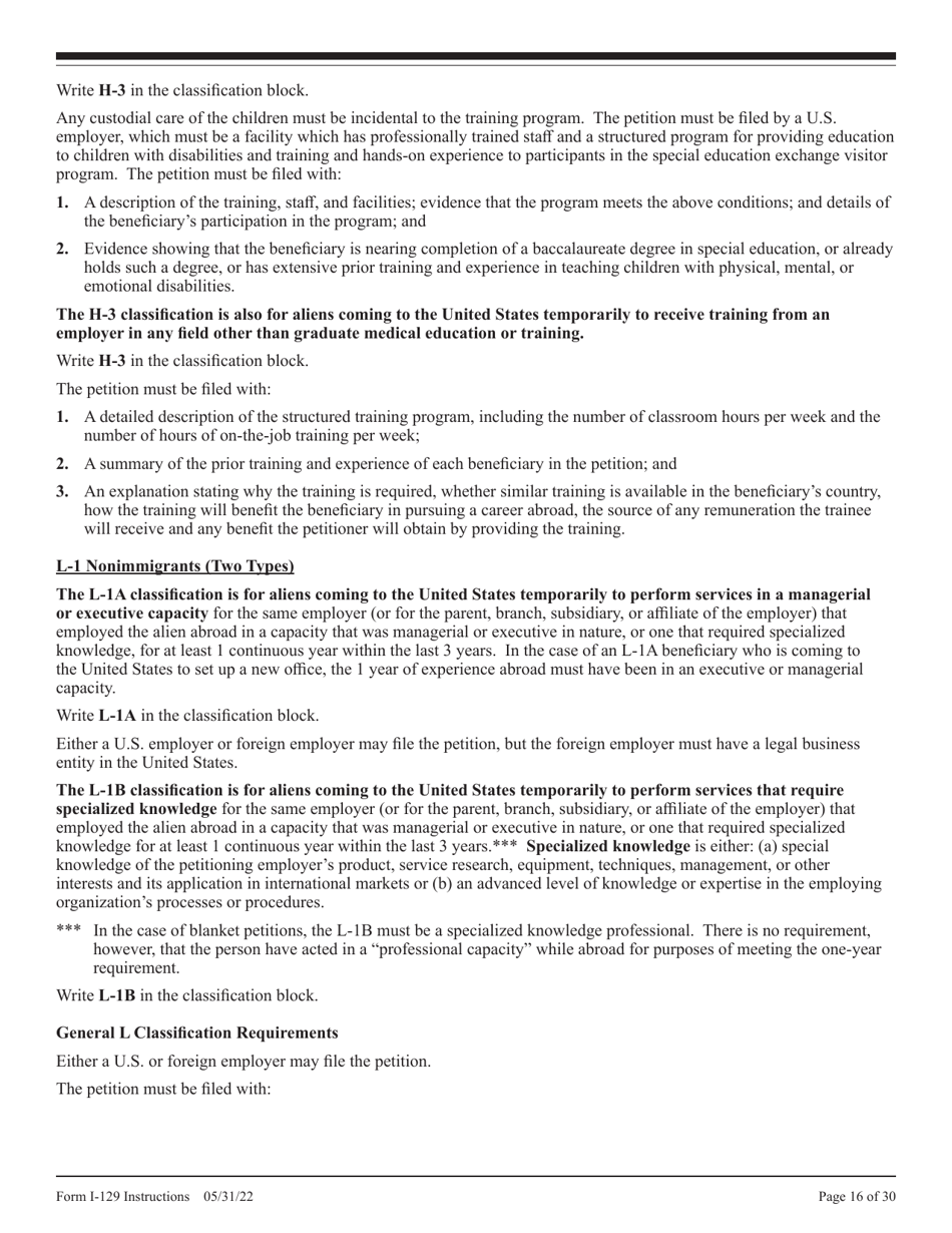Instructions for USCIS Form I-129 Petition for a Nonimmigrant Worker, Page 16