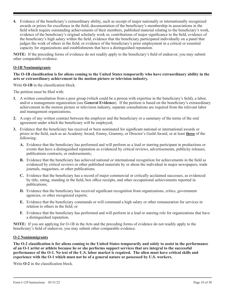 Instructions for USCIS Form I-129 Petition for a Nonimmigrant Worker, Page 18