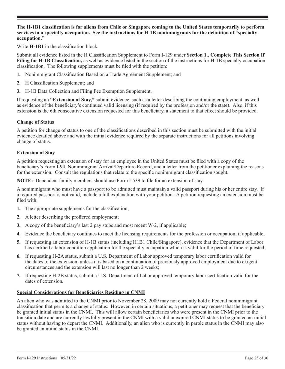 Instructions for USCIS Form I-129 Petition for a Nonimmigrant Worker, Page 25
