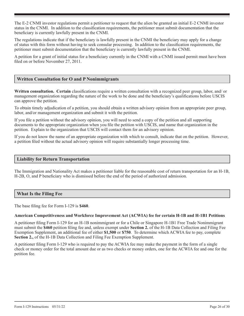 Instructions for USCIS Form I-129 Petition for a Nonimmigrant Worker, Page 26