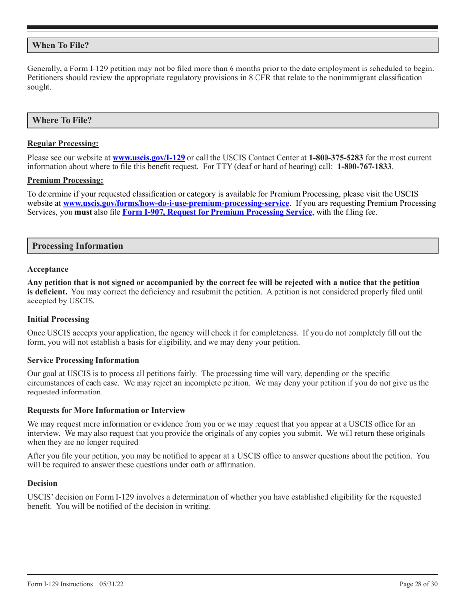 Instructions for USCIS Form I-129 Petition for a Nonimmigrant Worker, Page 28