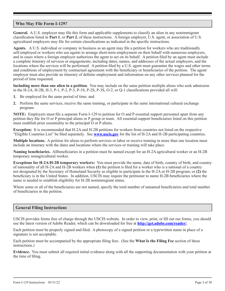 Instructions for USCIS Form I-129 Petition for a Nonimmigrant Worker, Page 3