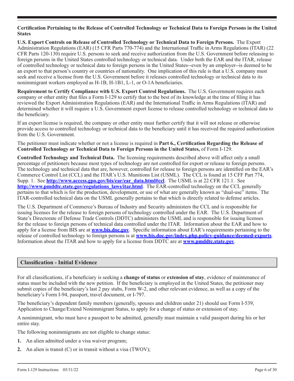 Instructions for USCIS Form I-129 Petition for a Nonimmigrant Worker, Page 6