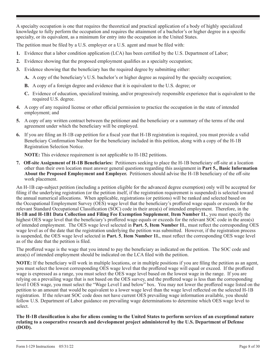 Instructions for USCIS Form I-129 Petition for a Nonimmigrant Worker, Page 8