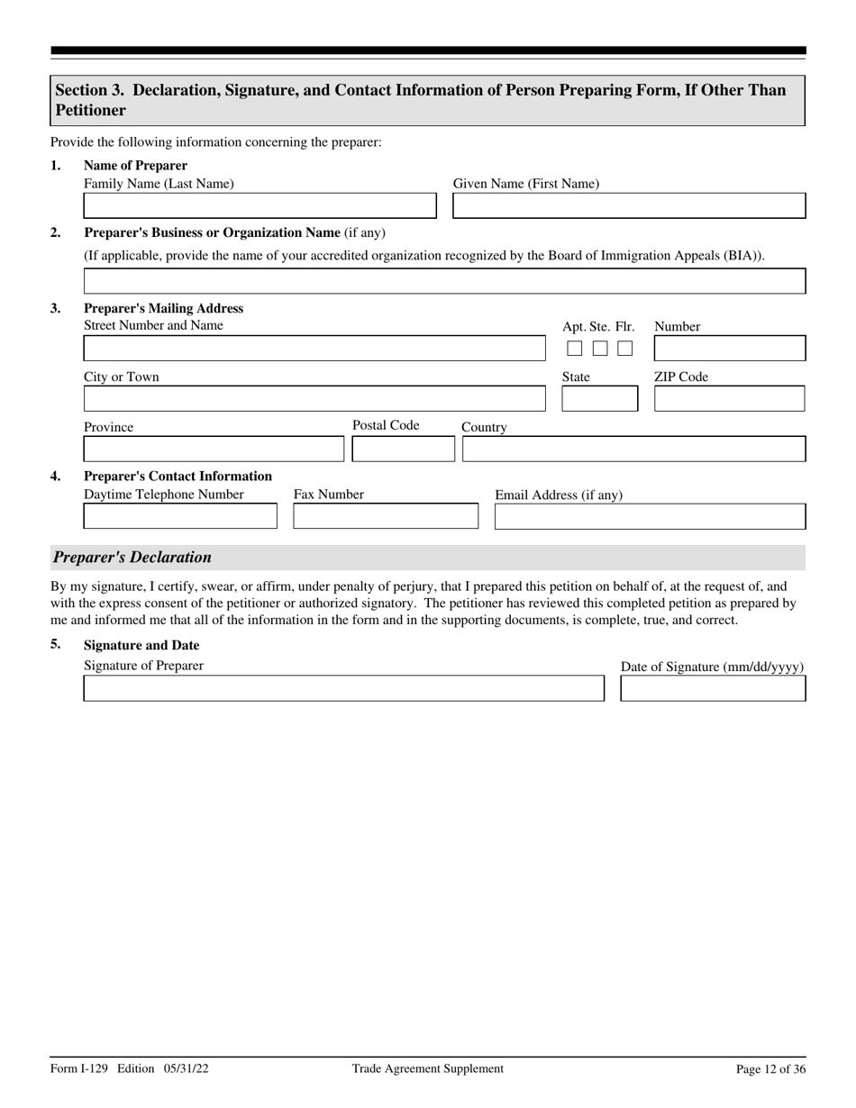 USCIS Form I-129 Petition for a Nonimmigrant Worker, Page 12
