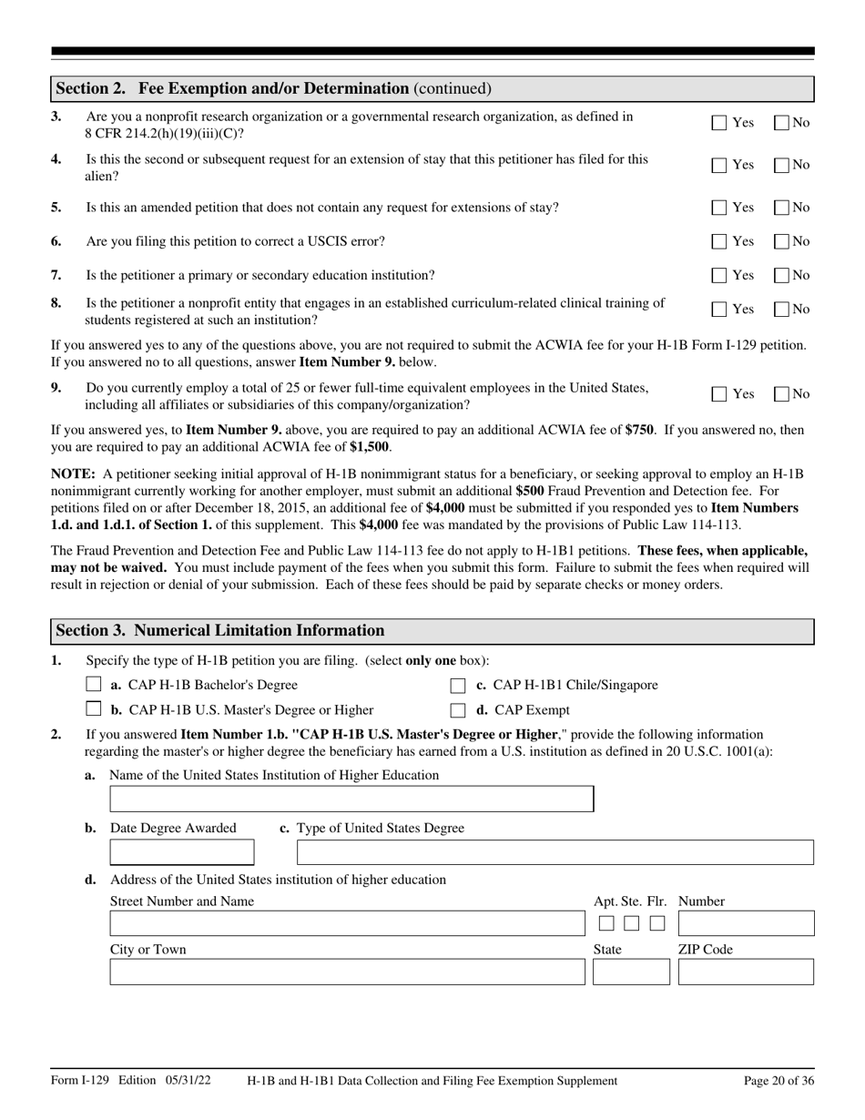 USCIS Form I-129 Petition for a Nonimmigrant Worker, Page 20