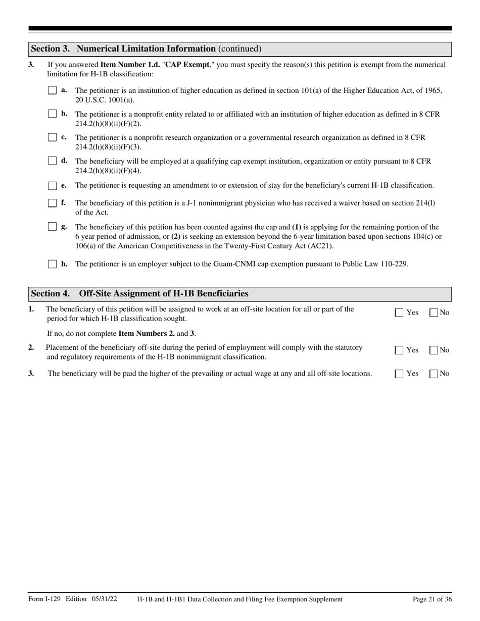 USCIS Form I-129 Petition for a Nonimmigrant Worker, Page 21