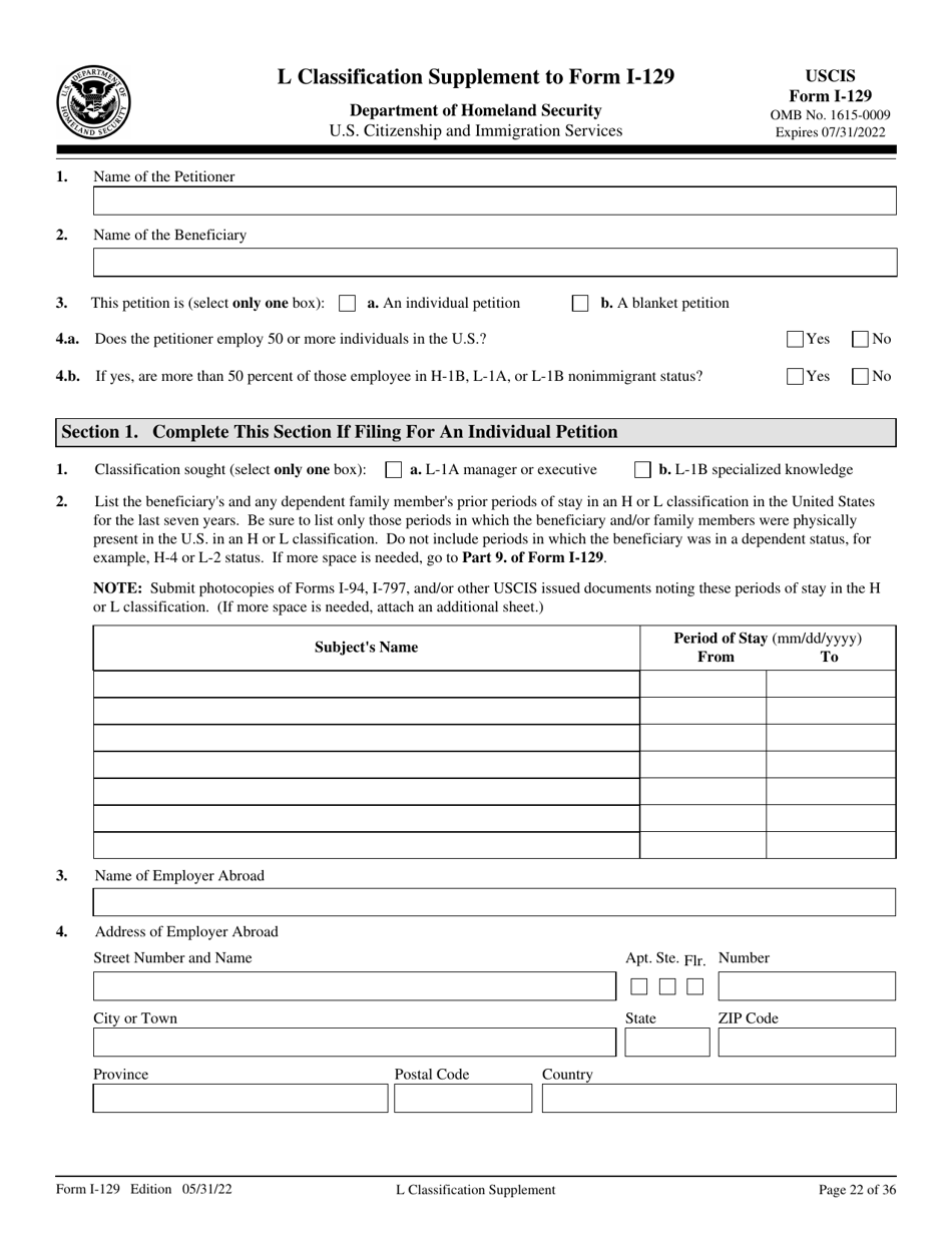 USCIS Form I-129 Petition for a Nonimmigrant Worker, Page 22