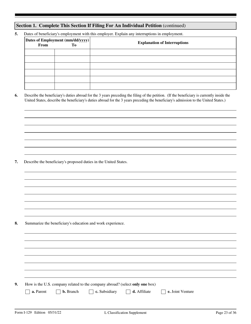 USCIS Form I-129 Petition for a Nonimmigrant Worker, Page 23