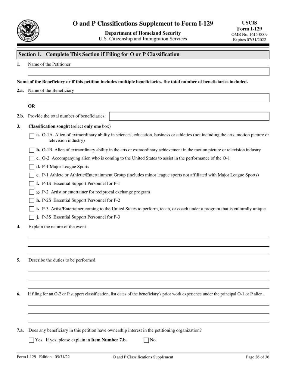 USCIS Form I-129 Petition for a Nonimmigrant Worker, Page 26