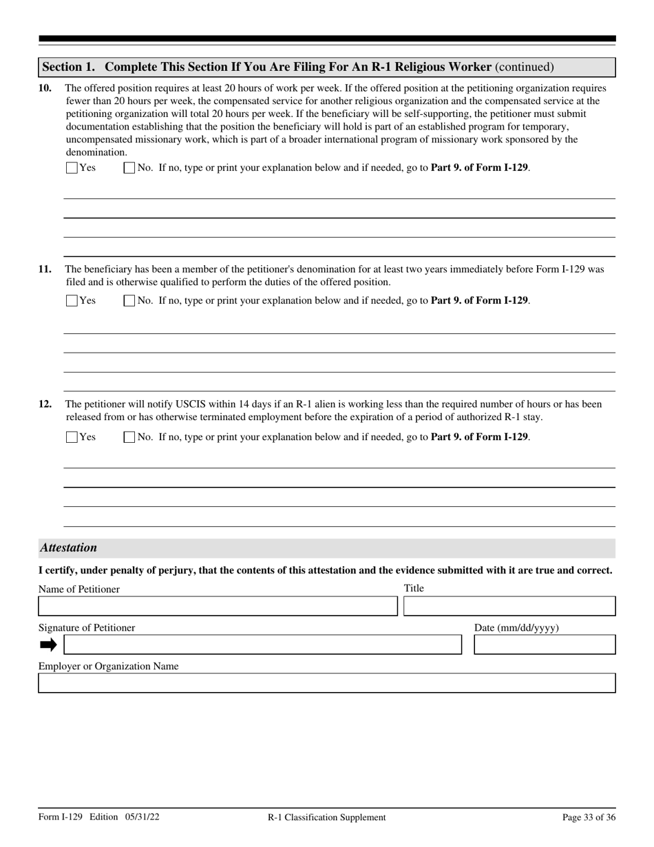 USCIS Form I-129 Petition for a Nonimmigrant Worker, Page 33