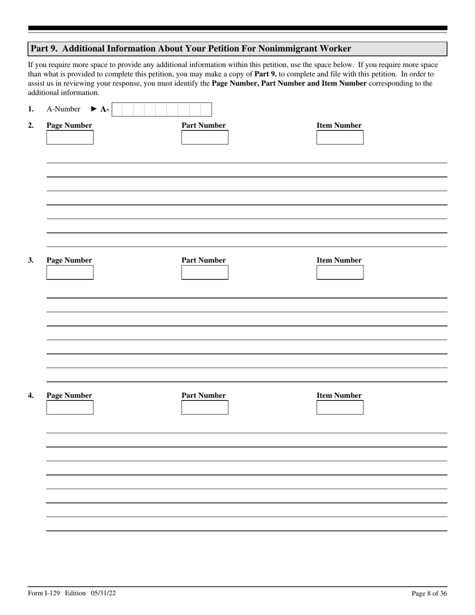 USCIS Form I-129 Petition for a Nonimmigrant Worker, Page 8