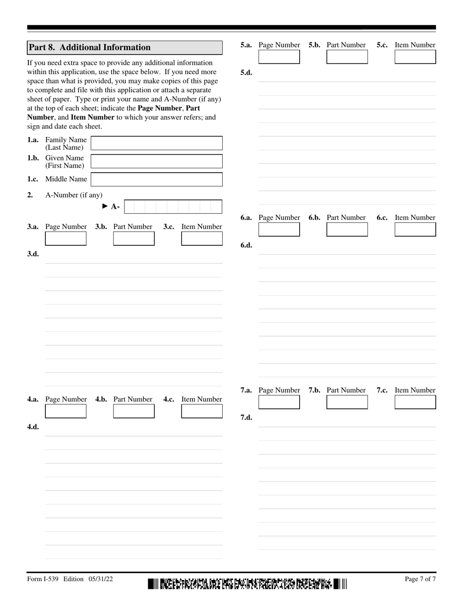 USCIS Form I-539 Application to Extend / Change Nonimmigrant Status, Page 7