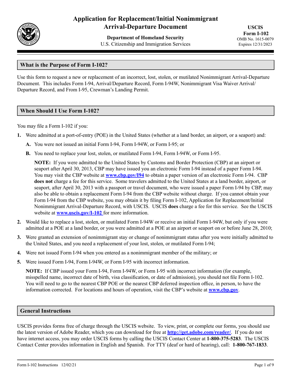 i-102 form instructions