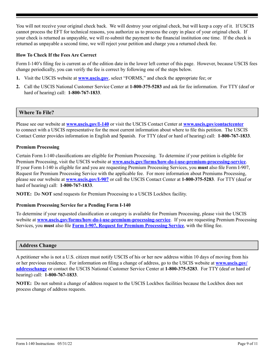 Instructions for USCIS Form I-140 Transfer Order Surplus Personal Property, Page 9