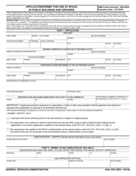GSA Form 3453 &quot;Application/Permit for Use of Space in Public Buildings and Grounds&quot;