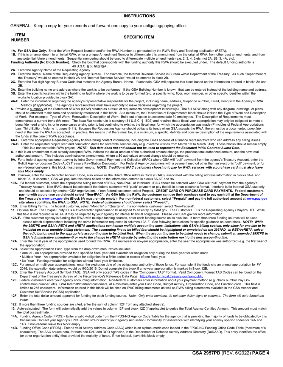 GSA Form 2957PD Reimbursable Work Authorization, Page 4