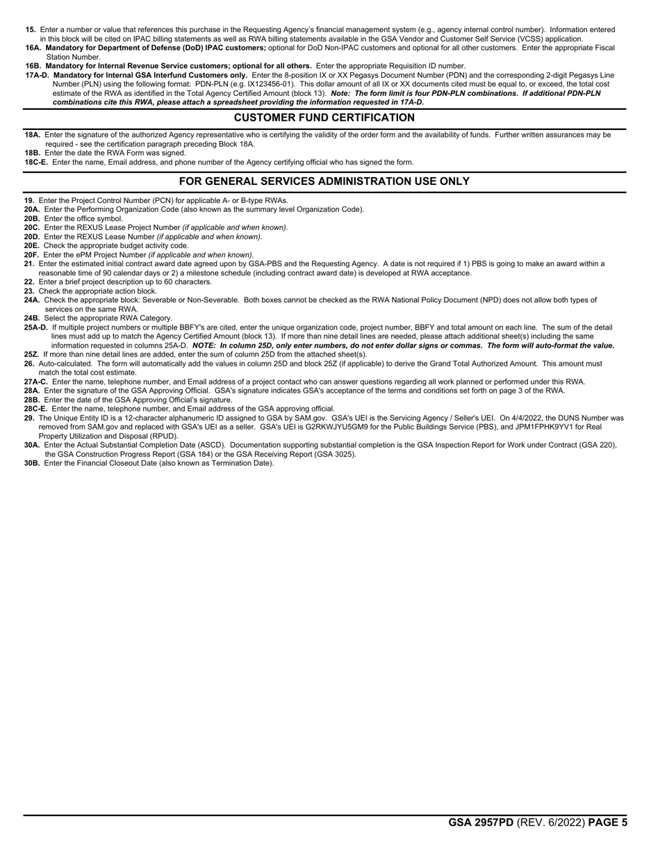 GSA Form 2957PD Reimbursable Work Authorization, Page 5