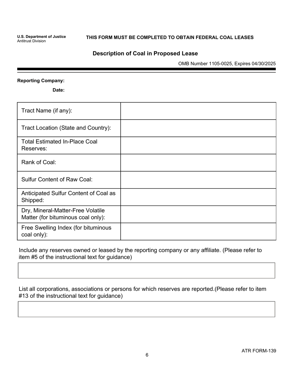 Form ATR-139 Western Federal Coal Lease Form, Page 6
