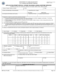 Document preview: CBP Form 3171 Application-Permit-Special License Unlading-Lading-Overtime Services