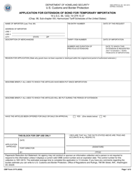 CBP Form 3173 Application for Extension of Bond for Temporary Importation