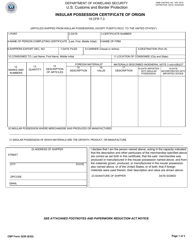 Document preview: CBP Form 3229 Insular Possession Certificate of Origin
