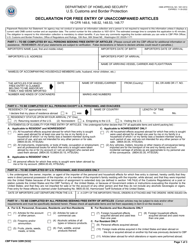 Document preview: CBP Form 3299 Declaration for Free Entry of Unaccompanied Articles