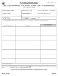 CBP Form 3499 Application and Approval to Manipulate, Examine, Sample or Transfer Goods